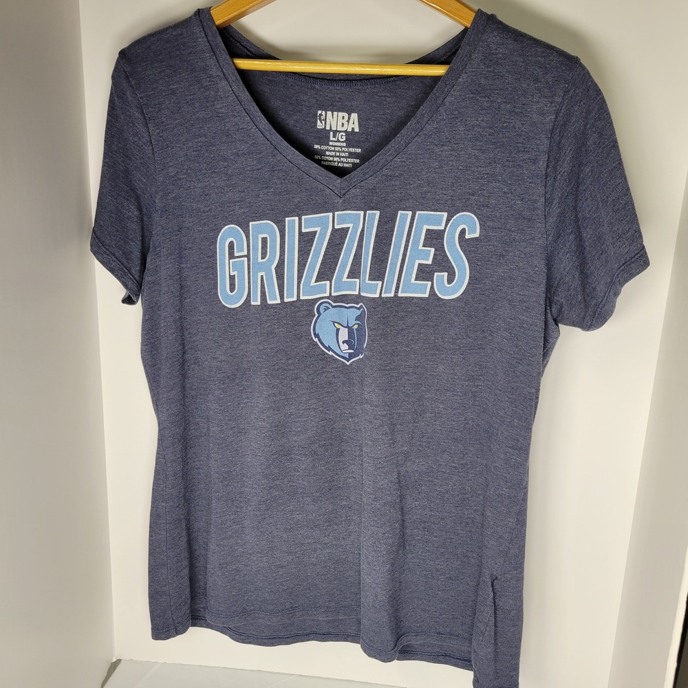 NBA Memphis Grizzlies Womens V-Neck Graphic T-Shirt Navy Blue Large L/G